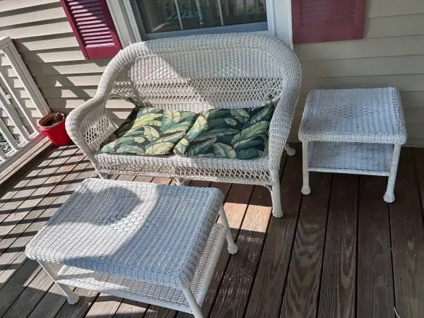 (3)-Piece PVC Wicker Set with Cushions $50 or Best