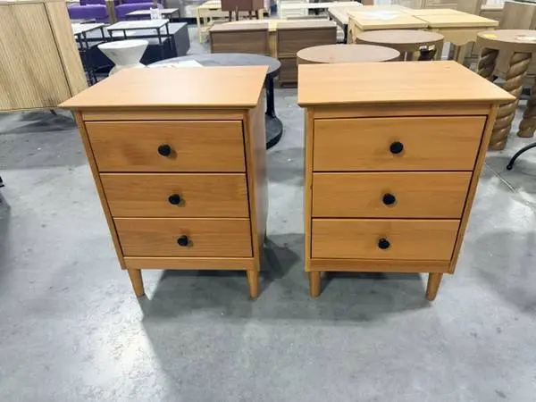 Walker Edison Modern 3-Drawer Caramel Nightstand (Set Of 2)