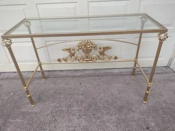 GOLD CONSOLE TABLE, ENTRY TABLE OR SOFA TABLE