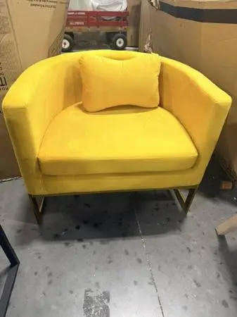 Etta Avenue Shelbi Yellow Velvet Upholstered Accent Armchair Brand New