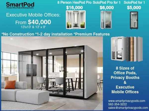 Office Pods, Privacy Booths & Mobile Offices  | 8 Sizes Available |