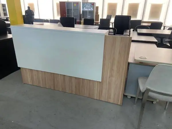 RECEPTION DESK SHELL MODERN HONEY MAPLE/WHITE 72X30