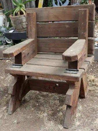 Rustic Wooden Chair that Converts into Table and Bench in CHICO