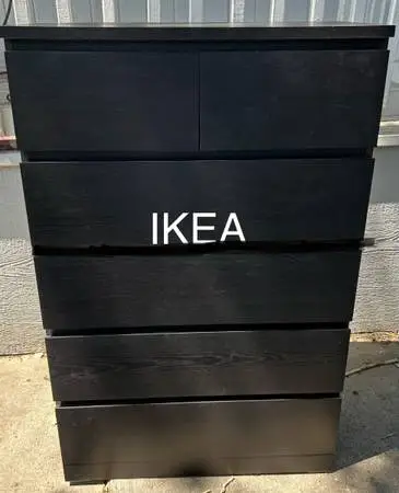 Black dresser tall chest of drawers modern style pressed particleboard L32”*D1