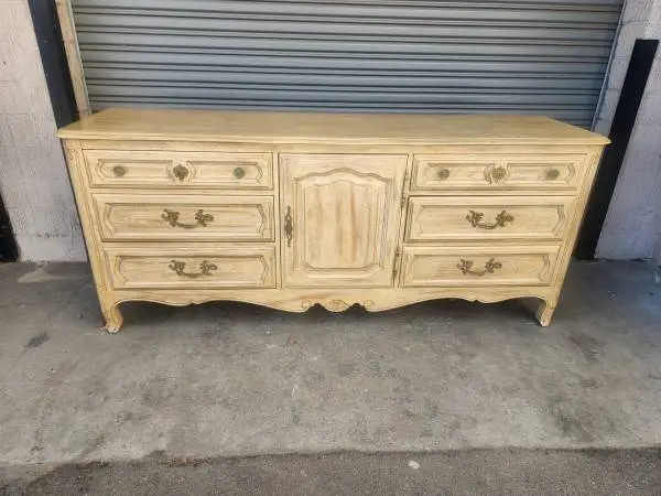vintage french provincial solid wood triple dresser 9 drawers