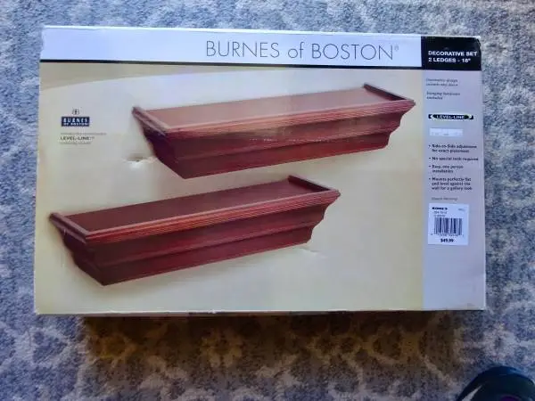 Burnes of Boston~2 -18 inch Oxford Walnut Ledges/Floating Shelves