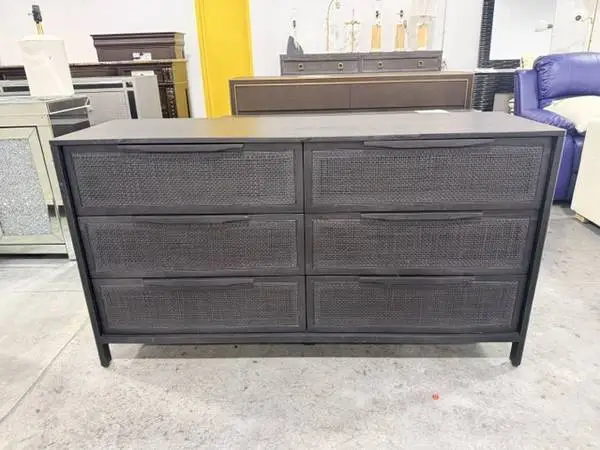 Four Hands Prescott Sydney 6-Drawer Dresser Black Cane Brand New