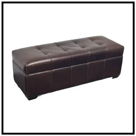Restoration Hardware Tufted Leather Storage Ottoman