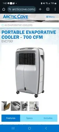 Arctic Cove Portable Evaporative Cooler