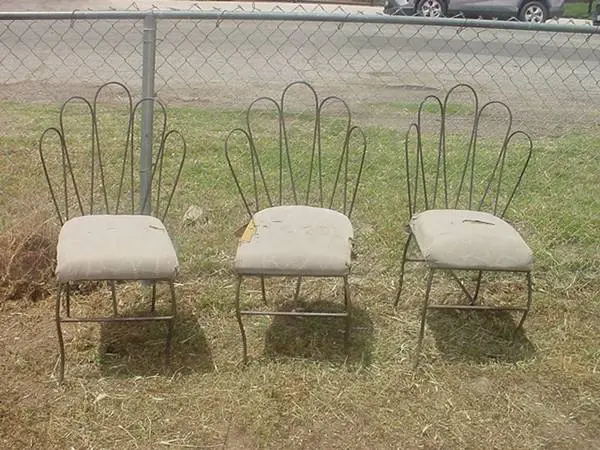 3 wire metal chairs upholstered seat
