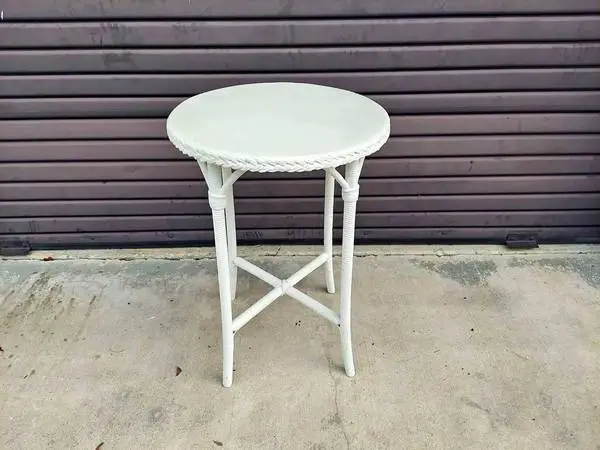 Antique Round Wicker Side Table.