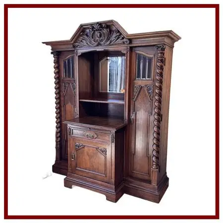 French Henry Ii Style Oak Hunt Cabinet