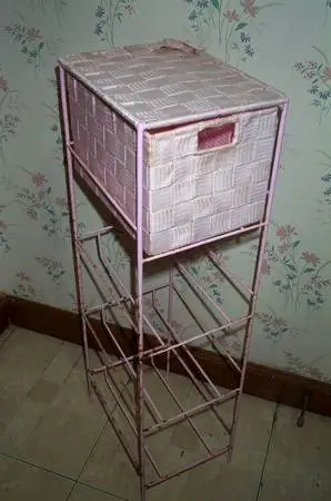 Compact PINK TABLE Metal STAND Shelf Drawer Storage Bathroom Furniture