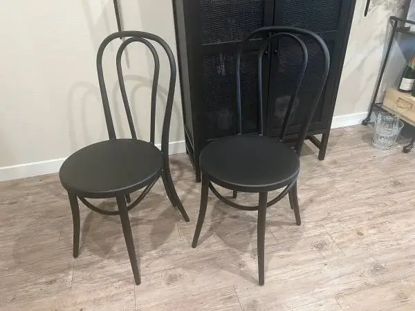 Set of 2 Black Metal Bistro Dining Chairs
