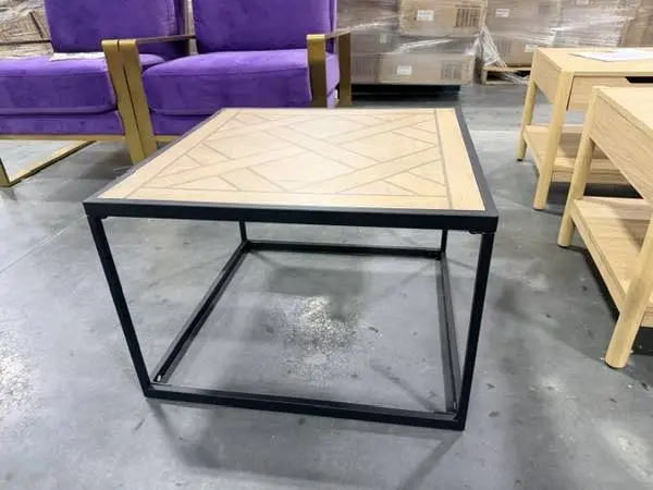 Pemberly Row 25 Square Wood Outdoor Coffee Table Parquet Top