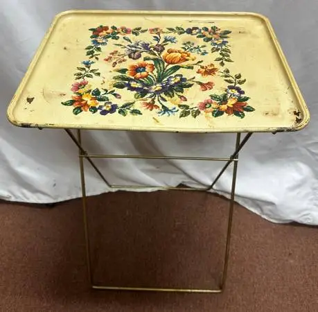 Durham Serv-Set vintage mid-century metal folding TV tray table
