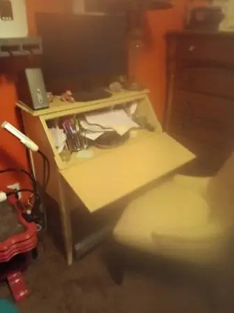 Desk and leather chair