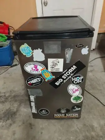 Black mini fridge