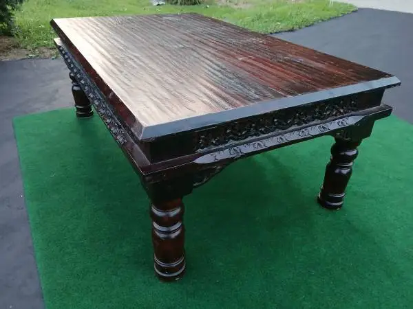Solid Mahogany Coffee Table with Carved Details