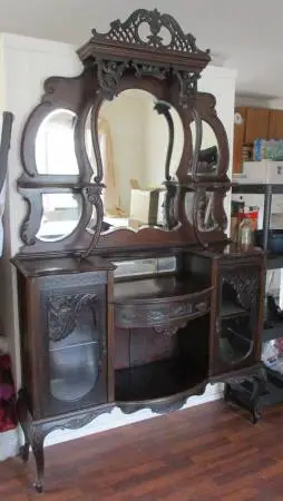 Antique 1880 Chiffonier 2-Piece Mahogany Dresser Furniture OBO