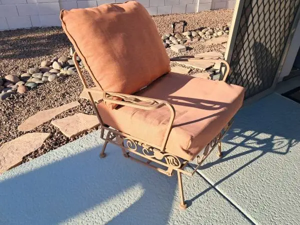 Vintage wrought iron patio rocker