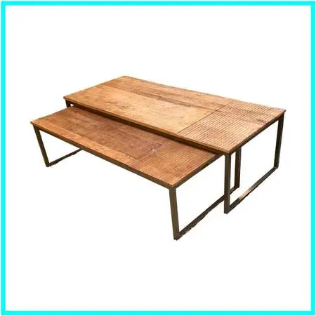 Contemporary Nesting Wood Coffee Tables, A Pair