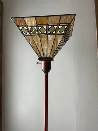 Tall Stained Glass Pole Lamp Torchier-Geometric