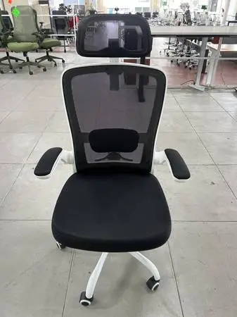 White Frame/ Black Task Chairs with Headrests (NW Office Liquidations)