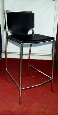 BAR STOOL Designer Kitchen Chair Tall Seat Chrome Vinyl Furniture