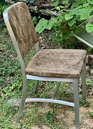 1950s Mid Century Modern Strong Aluminum Chair w/New Velour Cover