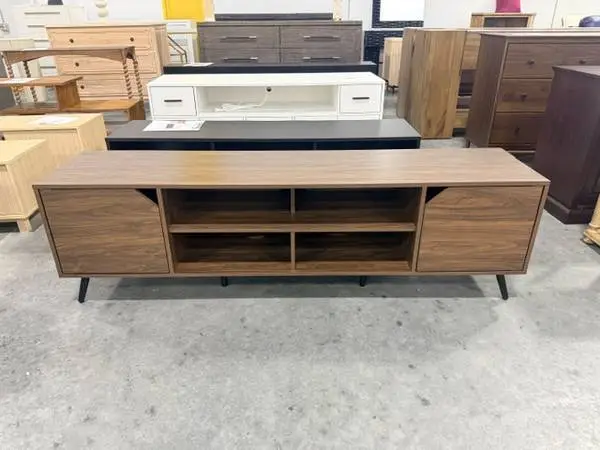 Walker Edison 70 Modern Walnut Wood TV Stand Max TV Size 70