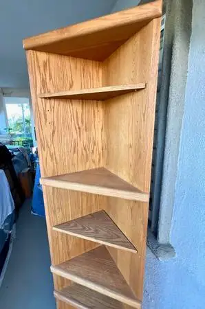 Oak Corner Bookcase Cabinet