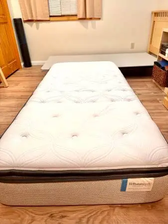 Twin XL Bed Frame, Bunkie Board, and Sealy Posturepedic Mattress