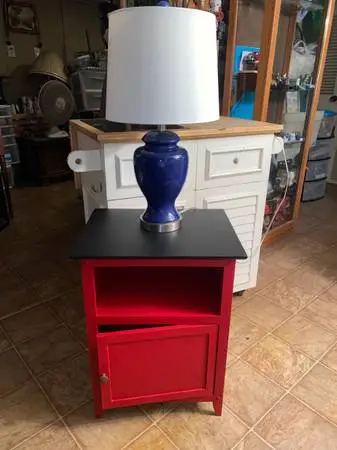 Scarlet Color Side End Night Table or Bathroom Cabinet Stand