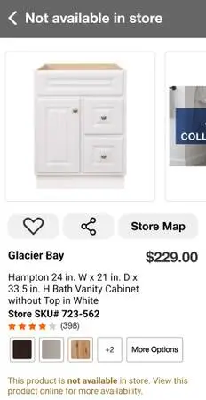 Glacier Bay Hampton 24 W x 21 D x 33.5 H Bath Vanity Cabinet White