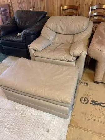 Leather chair plus Leather Ottoman