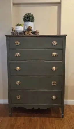 Newly Refinished Tall Green Dresser Hiboy Chest of Drawers