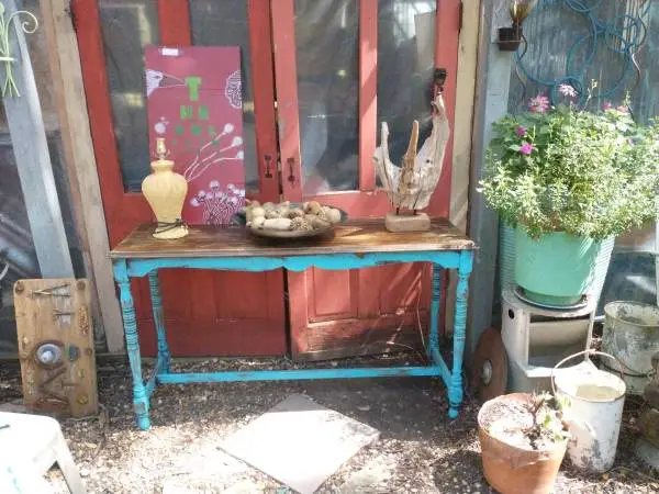 FAB Rustic Distressed Top Blue Console Table