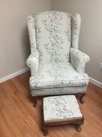 Beautiful Vintage Wingback Chair and Footrest