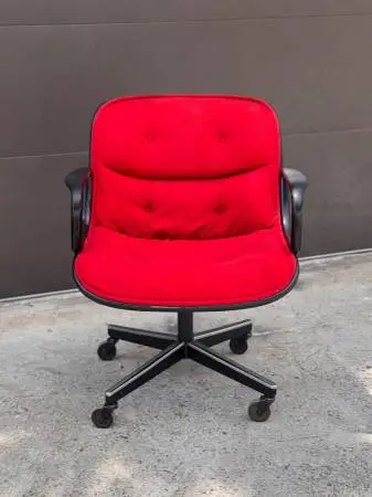 Charles Pollock MCM Red Office Chair – Mid Century Modern Swivel Chair