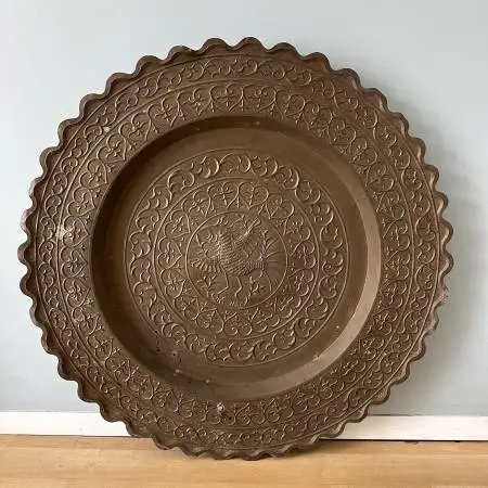Brass 35 in Large Embossed Decorative Tray Wall Hanging  - Best Offer
