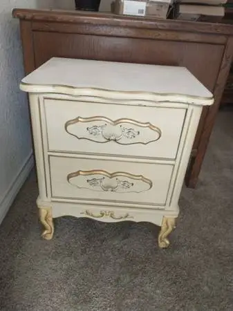 Hollywood Regency French Provincial White Nightstand Cabinet