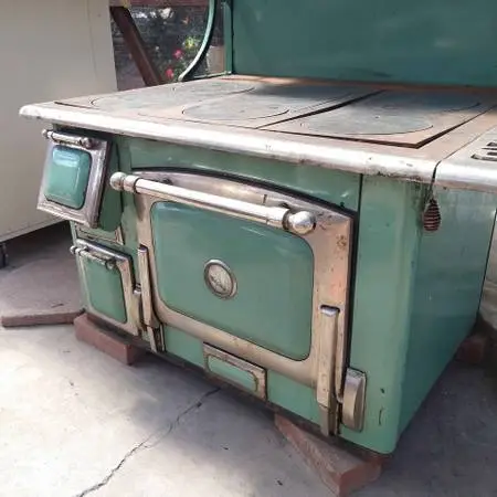 Antique Cast Iron Cook Stove Range COPPER CLAD + Water Tank
