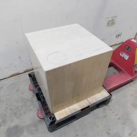 Beige Travertine Stone Cube Pedestal / End Table 21-3/4 L x 21-3/4 W