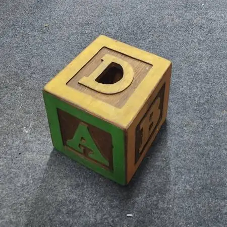 Handmade Vintage Wooden Block Stool