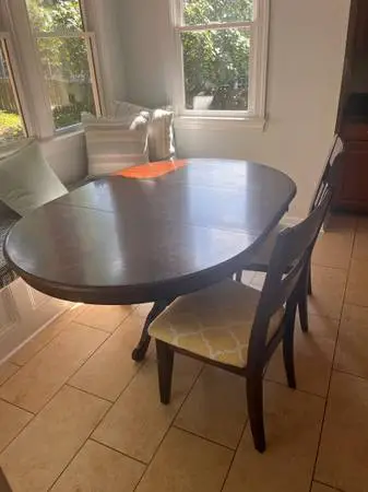 Dining room table and two chairs