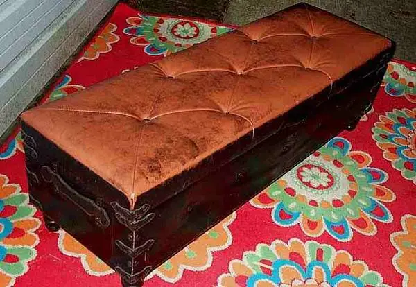 ENTRANCE BENCH Cushioned Vinyl Storage Seat Gothic Biker Ottoman Chest