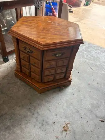 Vintage Side Table - hexagonal with inner storage