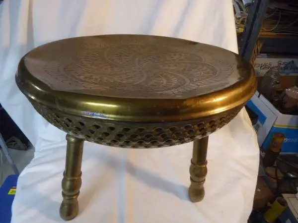 Vintage Brass Turkish Brazier Foot Stool
