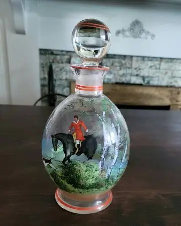 Glass Decanter with Hunting Scene